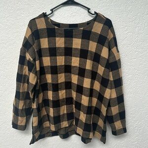 Brown and black checkered sweater from J. Jill. Size XL petite. Lightly worn.